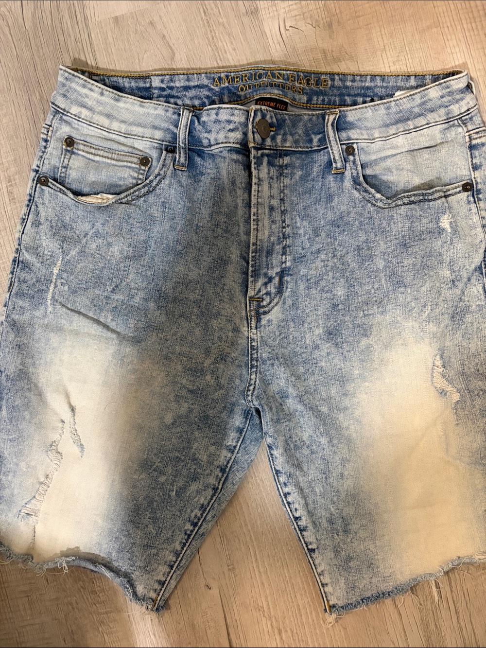 American Eagle Outfitters Light Wash Distressed Denim Shorts